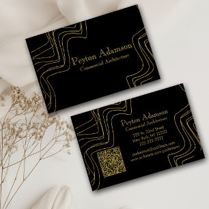 Black/Gold Abstract Architect/Template QR Code Business Card