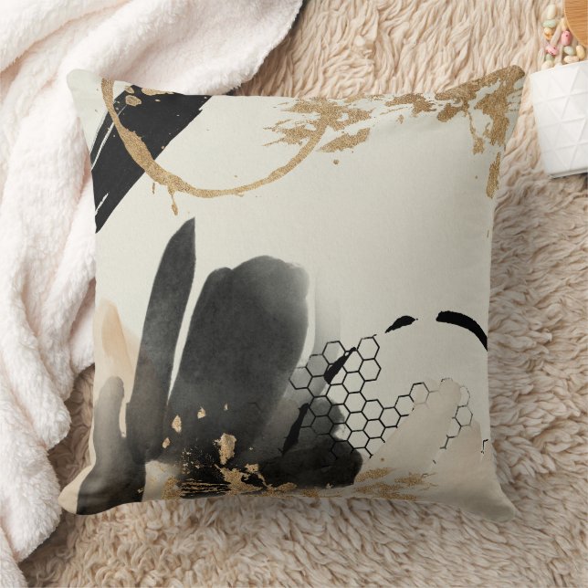 Black Gold Abstract Design Cushion (Blanket)