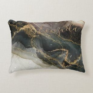 Black Gold Abstract Marble Decorative Cushion