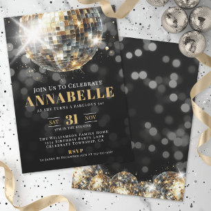 Black Gold Adult 50th Birthday Party Invitation