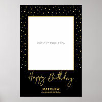 Black & Gold Adult Birthday Photo Frame Prop