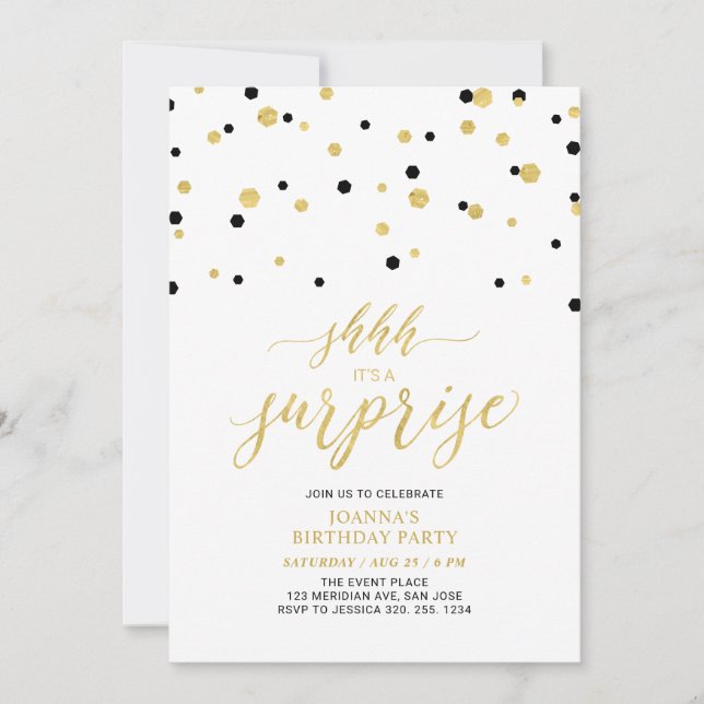 Black & Gold | Adult Milestone Birthday Party Invitation (Front)