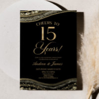 Black Gold Agate 15th Wedding Anniversary Party