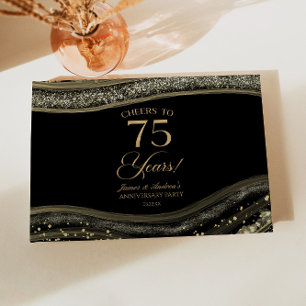 Black Gold Agate 75th Wedding Anniversary Party Guest Book