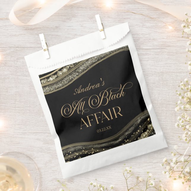 Black Gold Agate All Black Affair Birthday Party Favour Bag (Clipped)