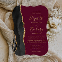 Black Gold Agate Burgundy Red Bracket Wedding