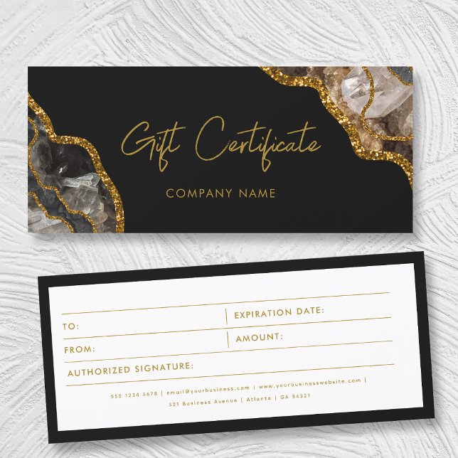 Black Gold Agate Business Gift Certificate Voucher (Black Gold Agate Business Gift Certificate Voucher)