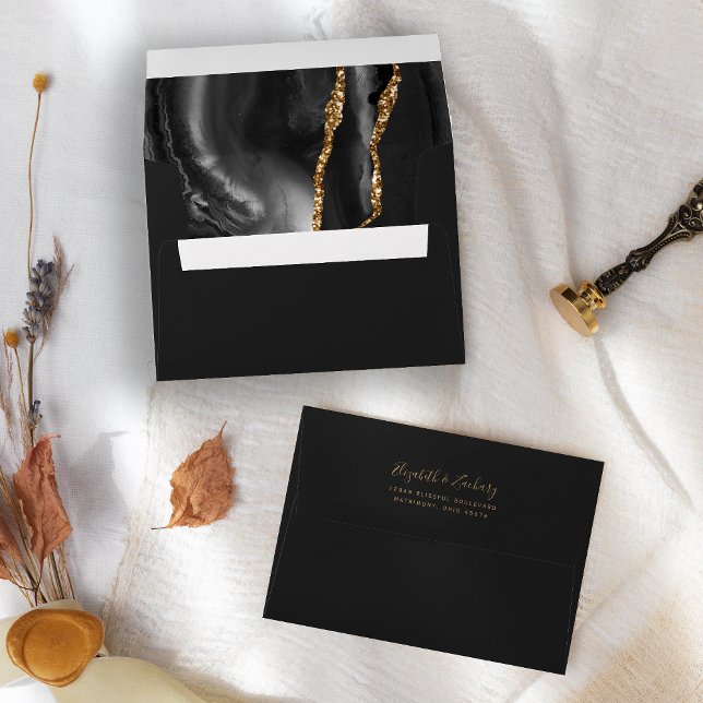 Black Gold Agate Dark Wedding Envelope (Creator Uploaded)