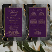 Black Gold Agate Deep Purple Wedding Program