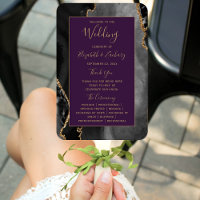Black Gold Agate Deep Purple Wedding Program