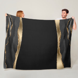 Black Gold Agate Fleece Blanket