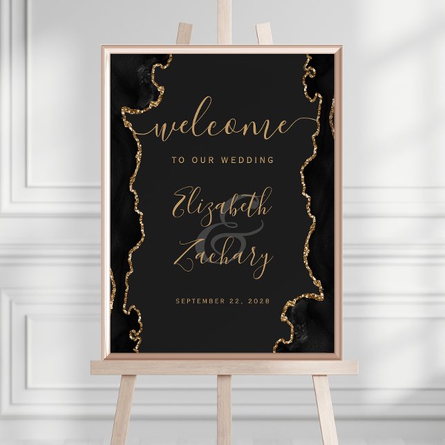 Black Gold Agate Geode 18x24 Wedding Welcome Poster (Creator Uploaded)