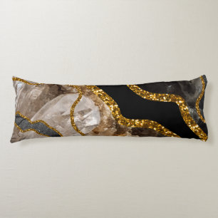 Black & Gold Agate Geode Glitter Body Cushion