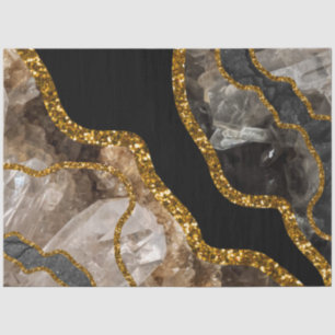 Black & Gold Agate Geode Glitter Tissue Paper