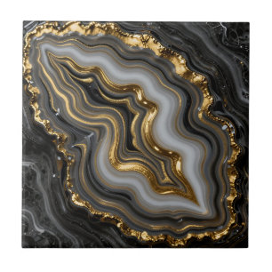 Black Gold Agate Geode Luxury Marble Ceramic Tile