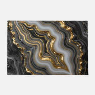 Black Gold Agate Geode Luxury Marble Doormat