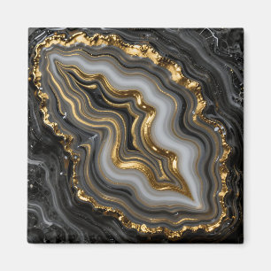 Black Gold Agate Geode Luxury Marble Magnet
