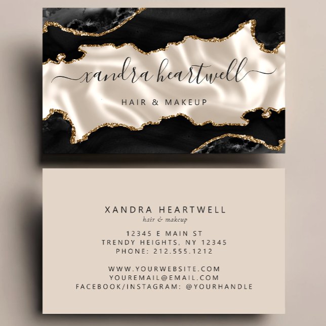 Black Gold Agate Ivory Luxury Stylist Business Card (Creator Uploaded)