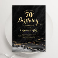 Black Gold Agate Marble 70th Birthday