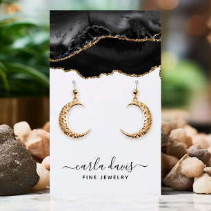 Black Gold Agate Marble Earring Jewellery Display Business Card