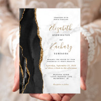 Black Gold Agate Marble Wedding