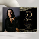 Black Gold Agate Picture 50th Birthday Party Invitation<br><div class="desc">This is an Elegant Black Gold Agate Custom Picture Photo 50th Birthday Party Invitation!</div>