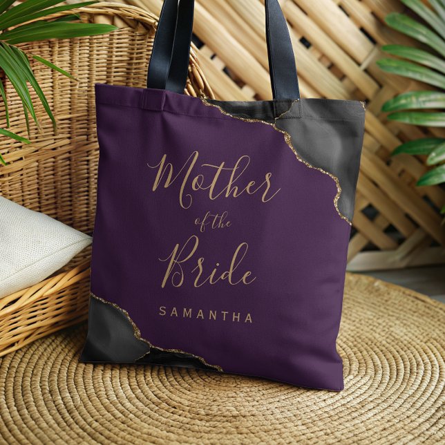 Black Gold Agate Purple Mother of the Bride Tote Bag (Creator Uploaded)