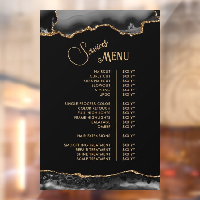 Black Gold Agate Services Menu (Sheet 2)