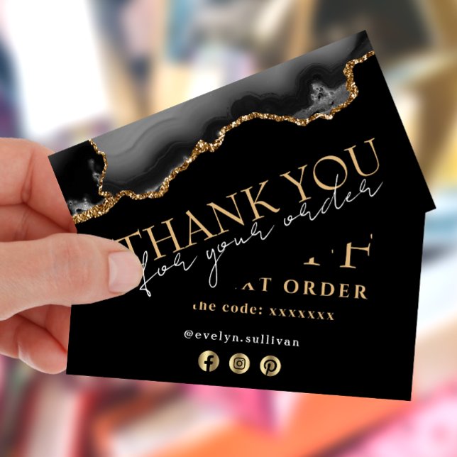 Black gold agate thank you discount card (Creator Uploaded)