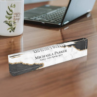 Black Gold Agate White Marble Elegant Professional