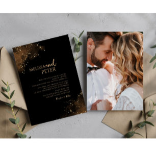Black Gold Alcohol Ink Wedding Invitation