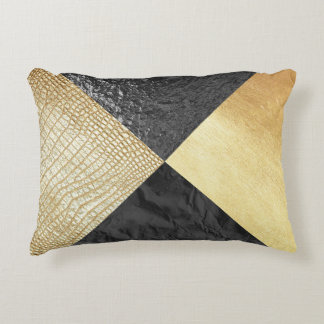 Black & Gold Alligator Skin Pillow