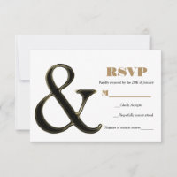 Black & Gold Ampersand Modern Chic Wedding RSVP