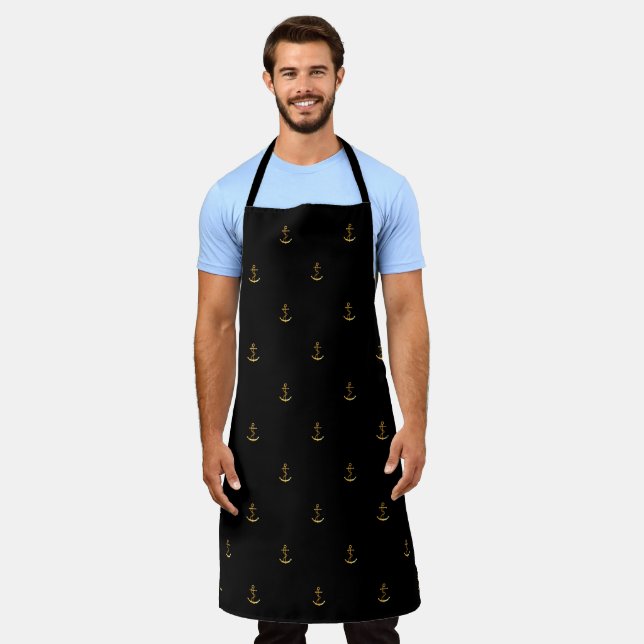 Black gold anchor ship boat apron (Worn)