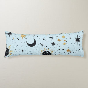 Black, Gold and Blue Celestial Sun Moon Stars Body Cushion