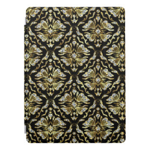 Black gold and diamonds glitter pattern iPad pro cover