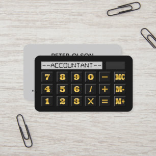 Black Gold and Grey Calculator CPA Tax Accountant Business Card