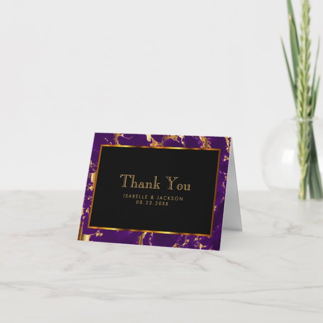 Black, Gold and Purple Marble  - Thank You (Front)