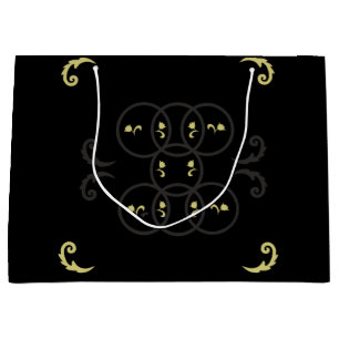 Black Gold and Silver Circles Large Gift Bag