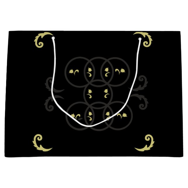 Black Gold and Silver Circles Large Gift Bag (Front)