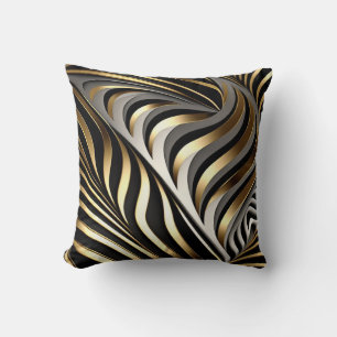 Black, gold and silver original pattern cushion