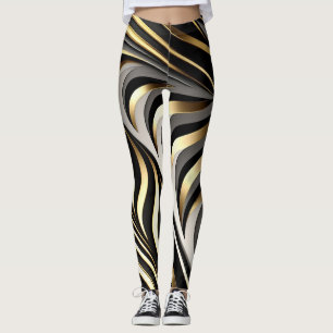 Black, gold and silver original pattern leggings