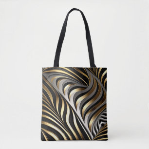 Black, gold and silver original pattern tote bag
