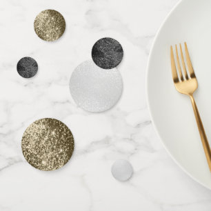 Black, Gold and White Glitter Confetti