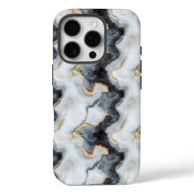 Black Gold and White Marble Effect iPhone Case 