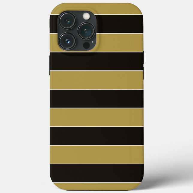 Black, Gold and White Stripes Case-Mate iPhone Case (Back)
