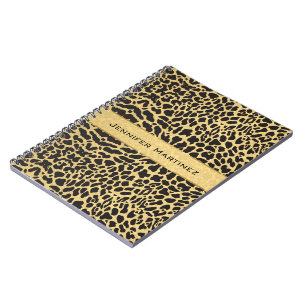 Black & Gold Animal Print Leopard Spots Pattern Notebook