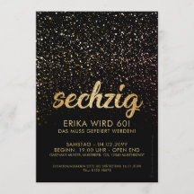 Black Gold anniversary Invitations 60th Birthday