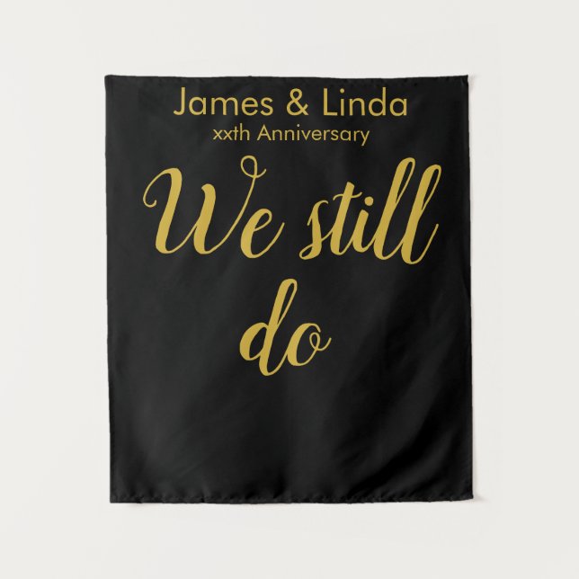 Black Gold Anniversary Party Photo Booth Backdrop Tapestry (Front)