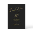Black gold any age birthday thank you card
